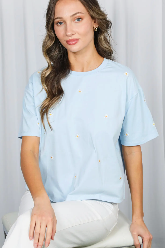 Floral Embroidered Short Sleeve