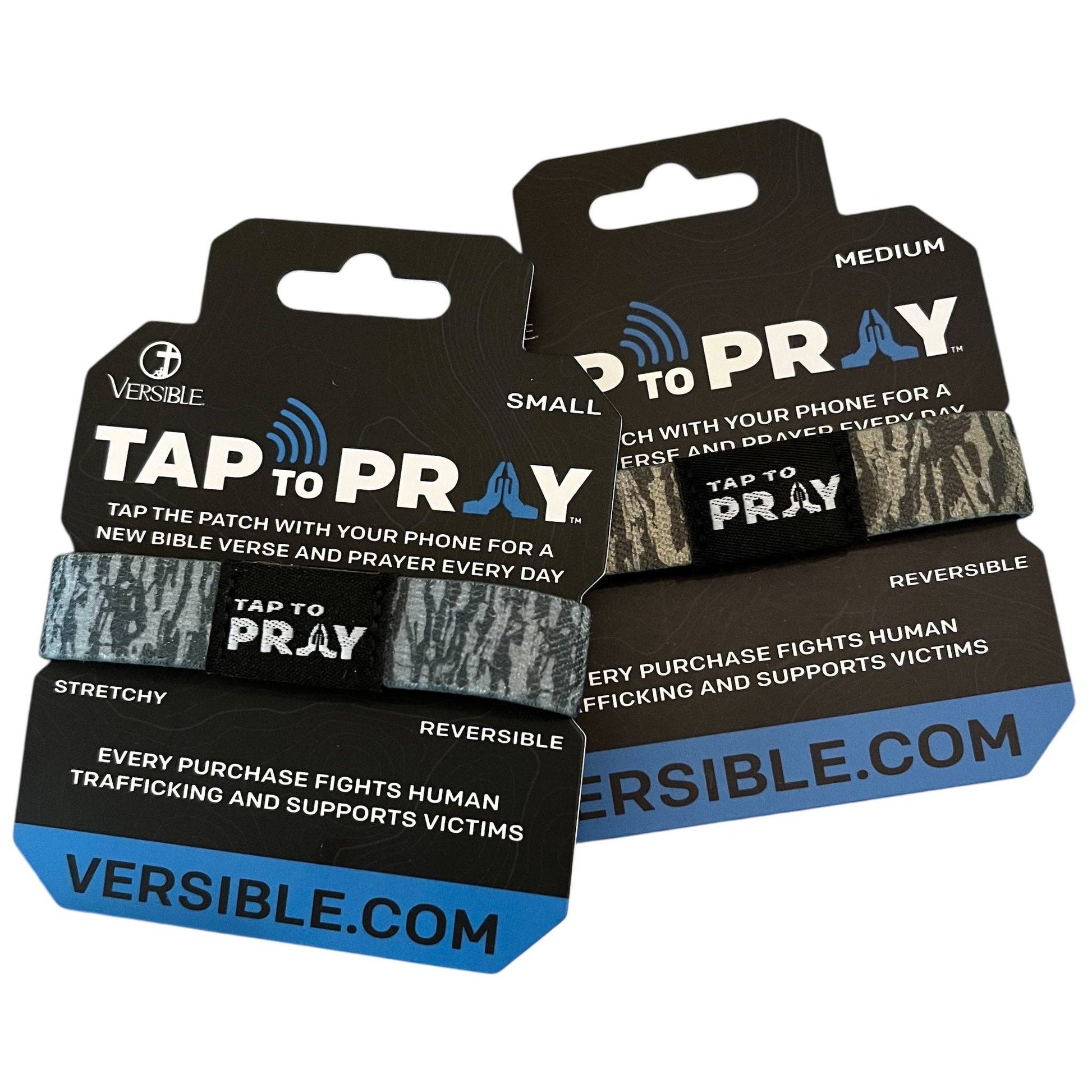 Tap To Pray® Wristband – Tree Bark Camo Brown & Grey