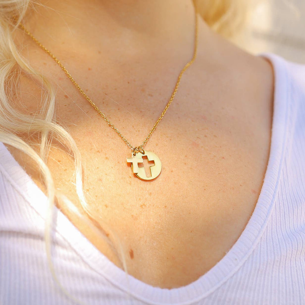 Cutout 2 Piece Cross Necklace