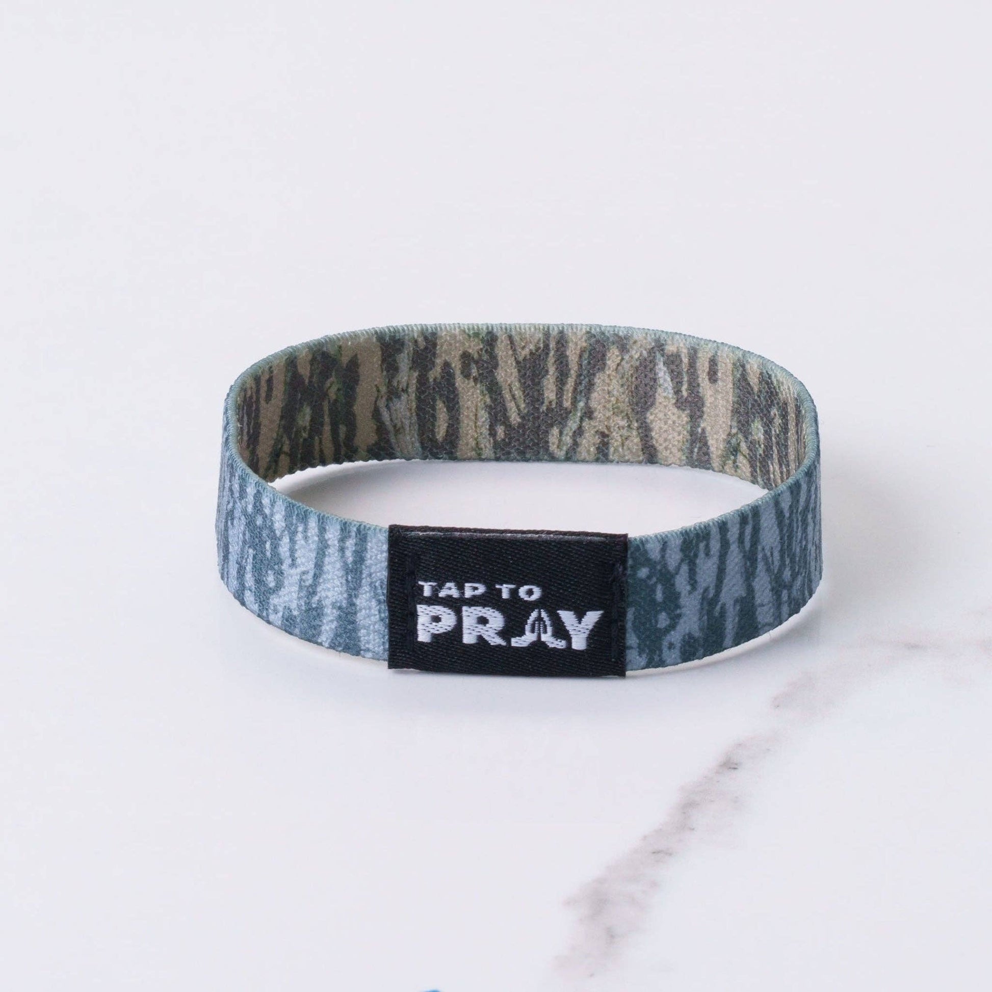Tap To Pray® Wristband – Tree Bark Camo Brown & Grey