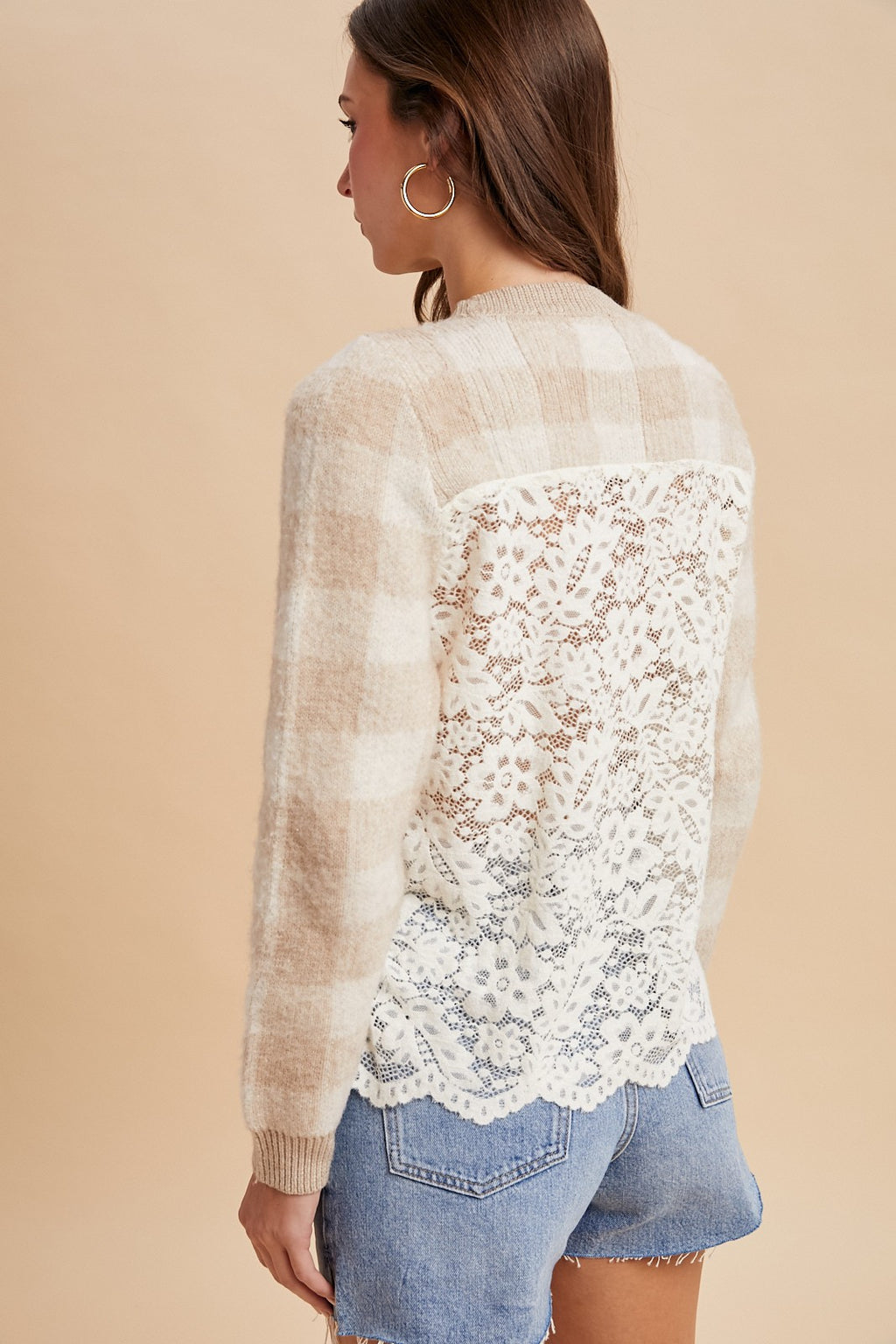 Lace Kiss Checker Sweater