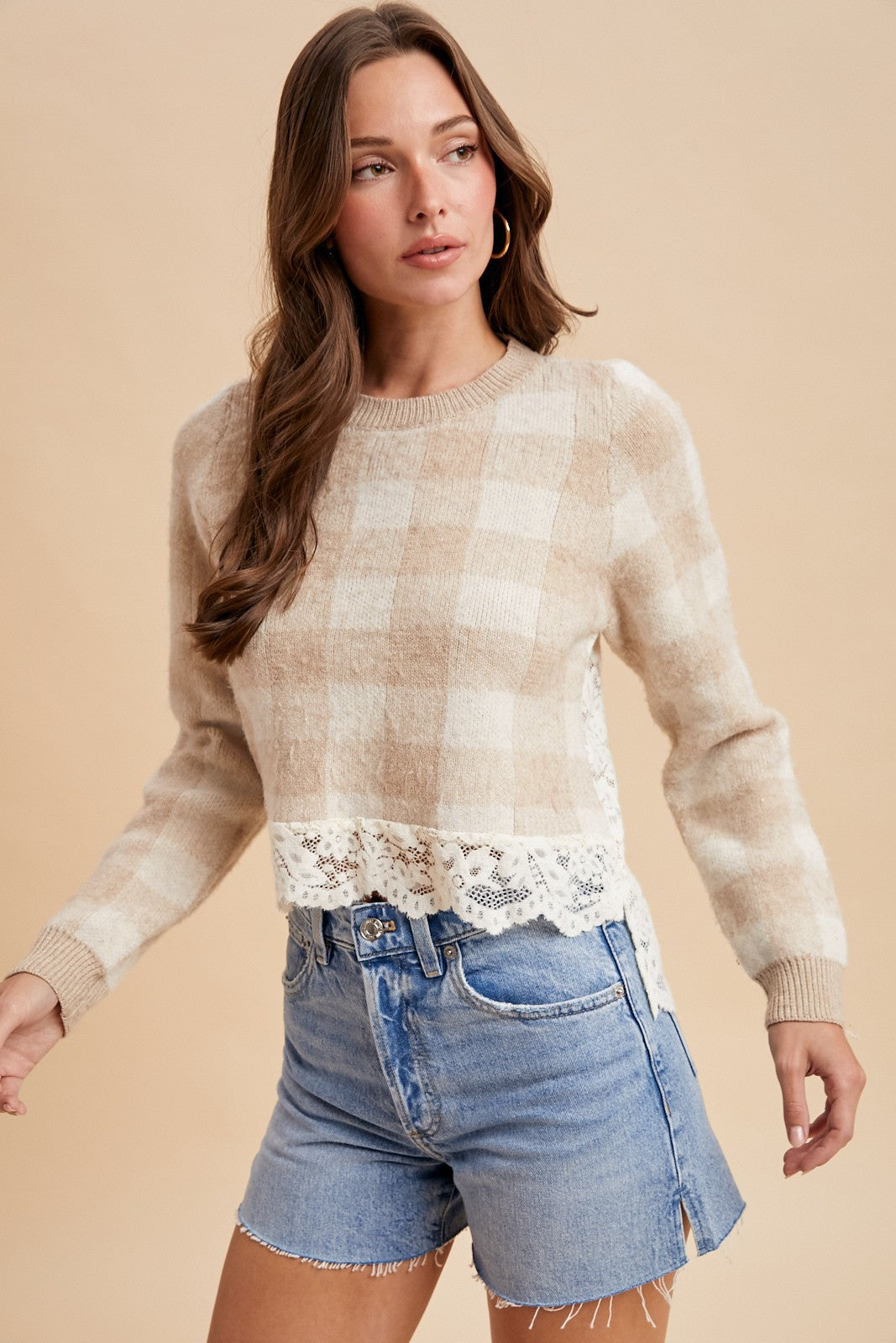 Lace Kiss Checker Sweater