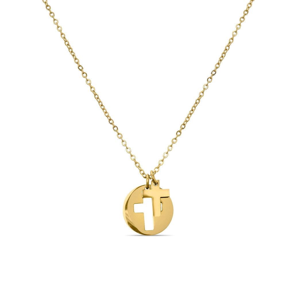 Cutout 2 Piece Cross Necklace