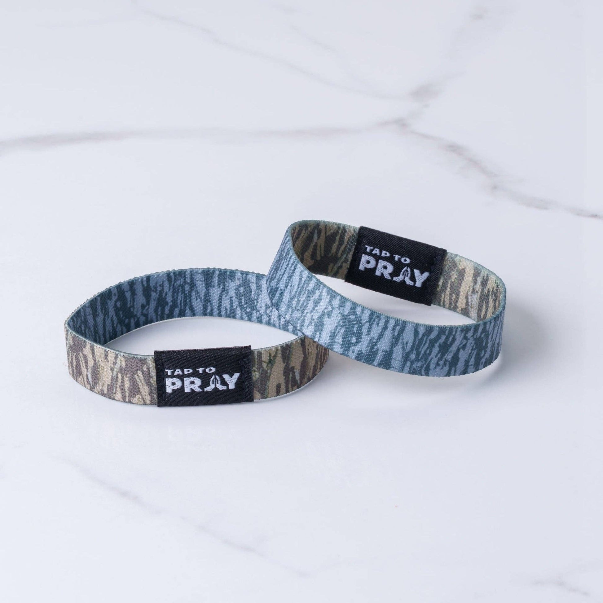 Tap To Pray® Wristband – Tree Bark Camo Brown & Grey