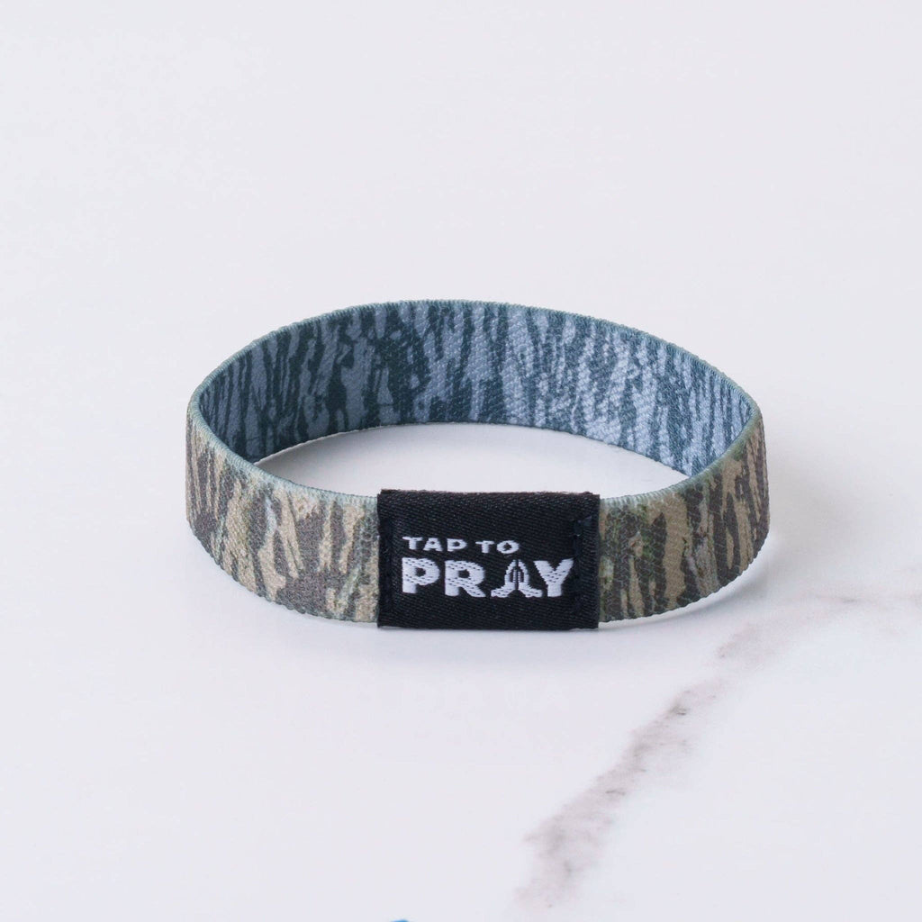 Tap To Pray® Wristband – Tree Bark Camo Brown & Grey