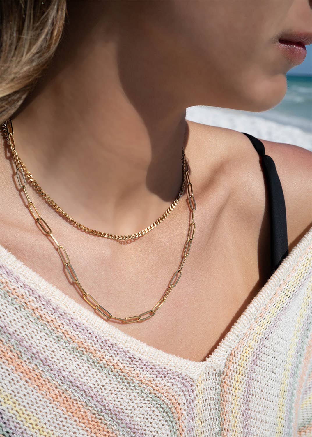 Paperclip Layered Chain Necklace