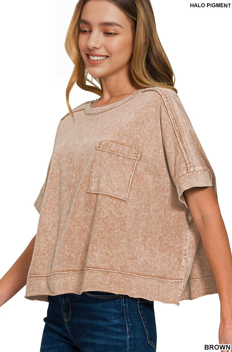 Halo wash oversized cotton box tee