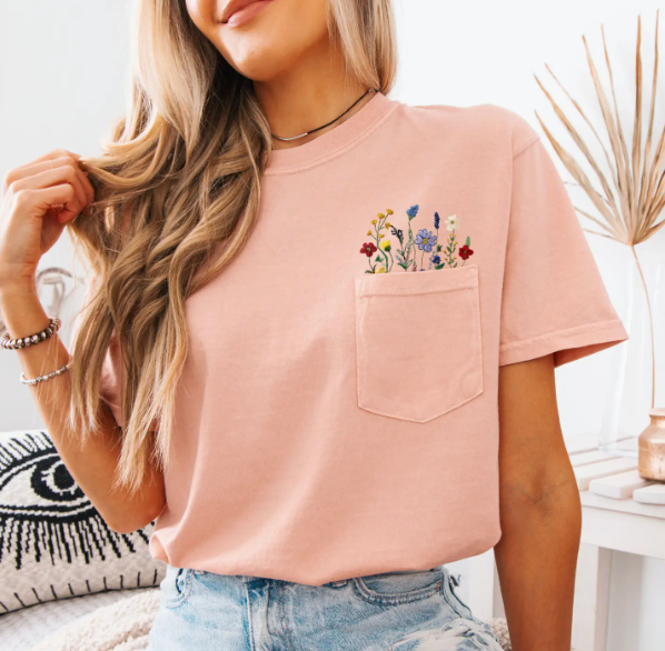 Peach Wildflowers Comfort Colors Tee