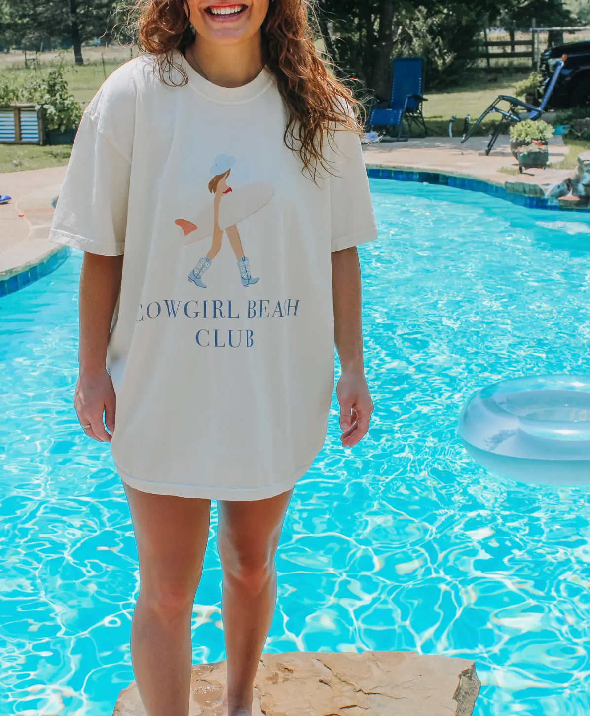 Ivory Cowgirl Beach Club Graphic Tee