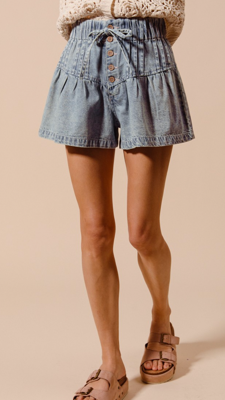 Flared Denim Shorts