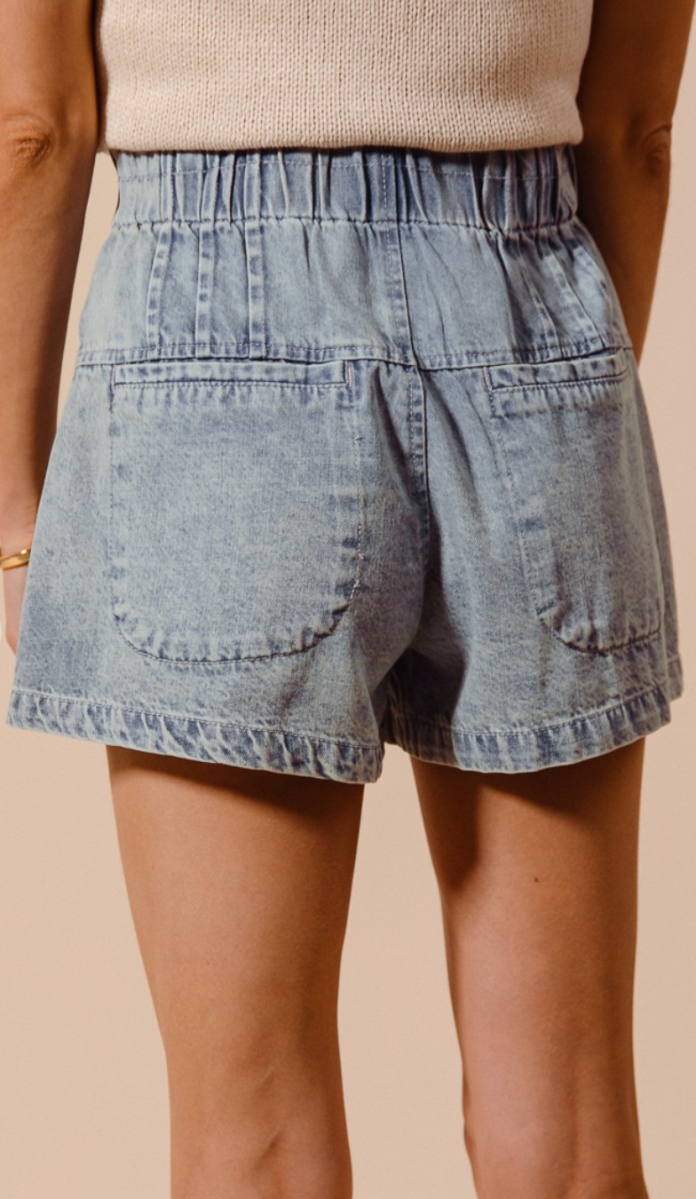 Flared Denim Shorts