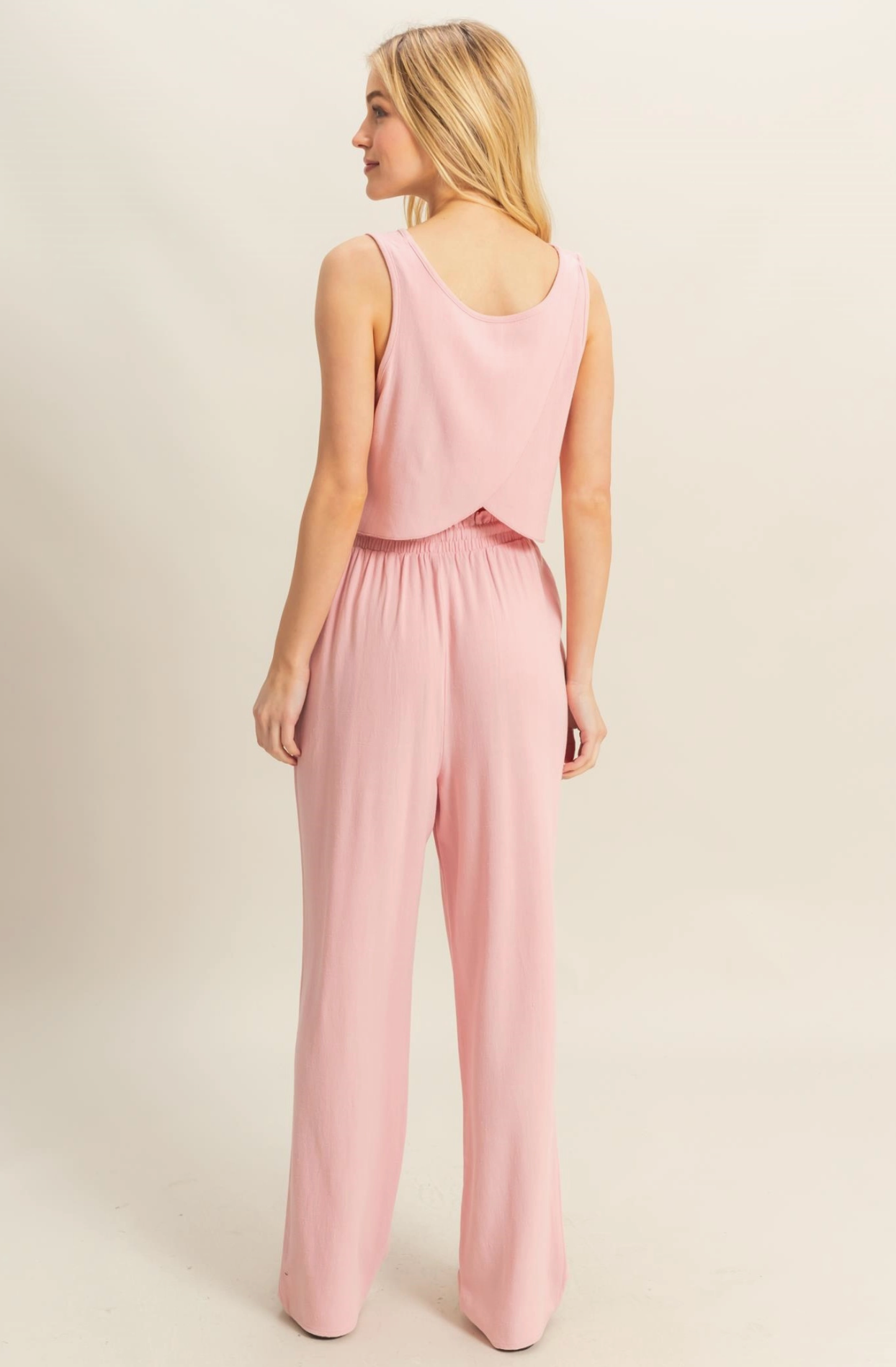 Sleeveless Top and Pants Set - Pink