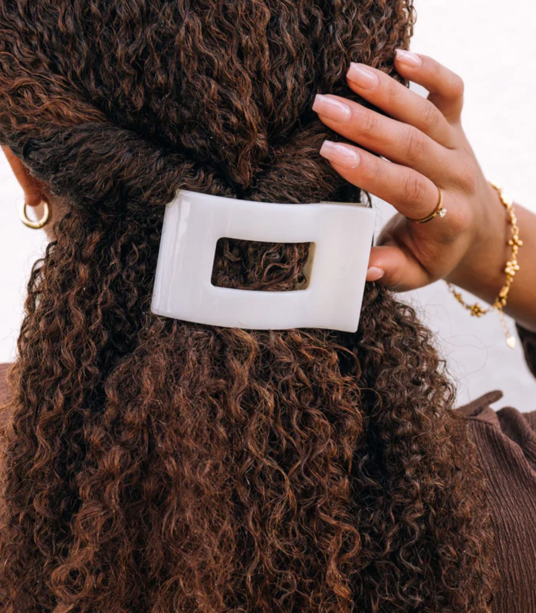 Coconut White Flat Rectangle Hair Clip