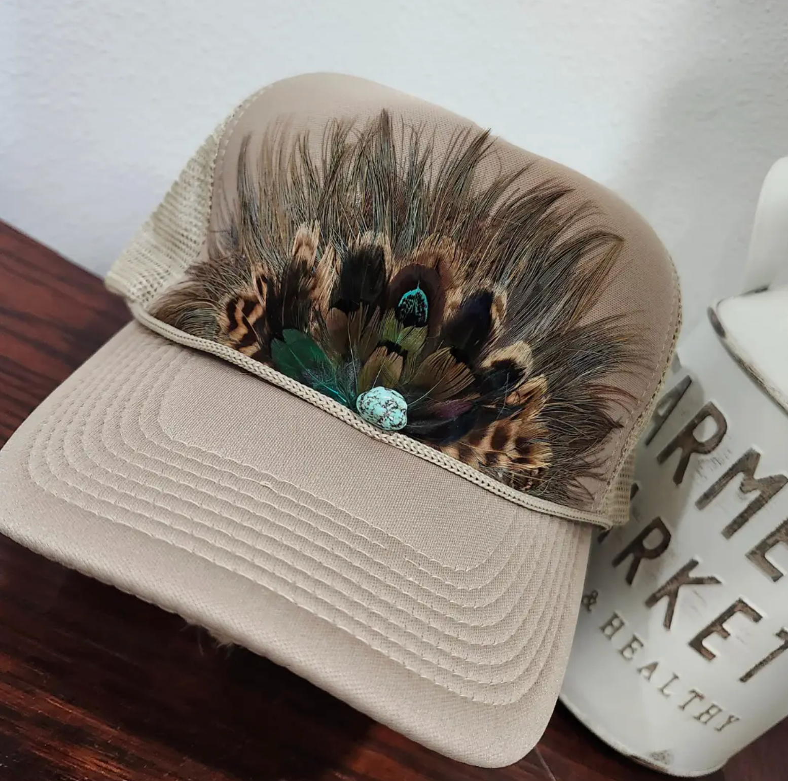 Pheasant Feather Trucker Hat