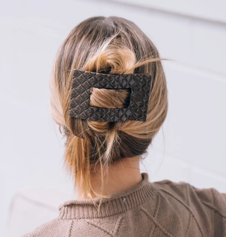 Flat Rectangle Hair Clip | Truly Taupe Quilted