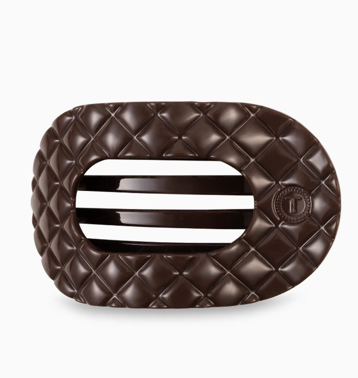 Flat Round Hair Clip | Truly Taupe Quilted