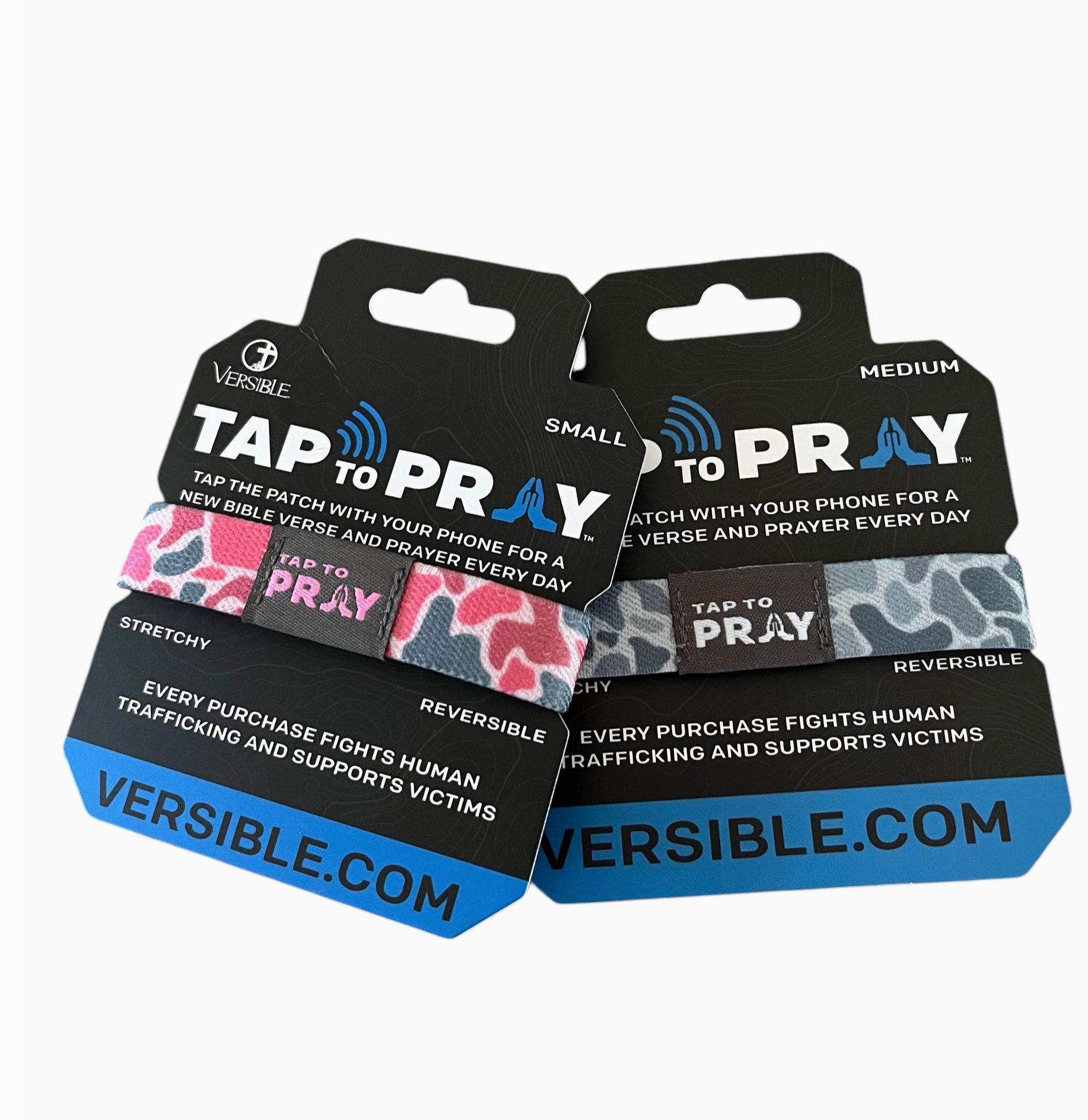 Tap To Pray™ Wristbands - River Rock Camo Pink & Ash