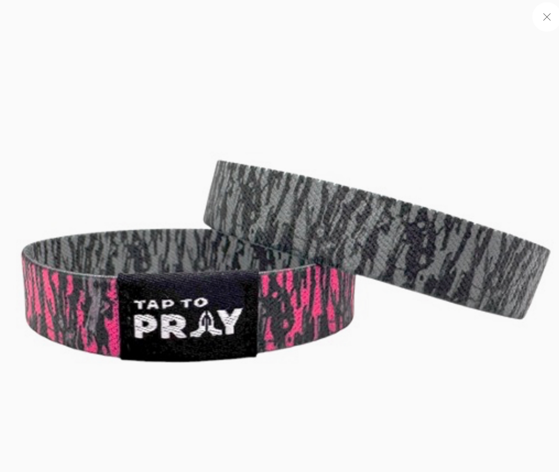 Tap To Pray™ Wristbands - Tree Bark Camo Pink & Grey