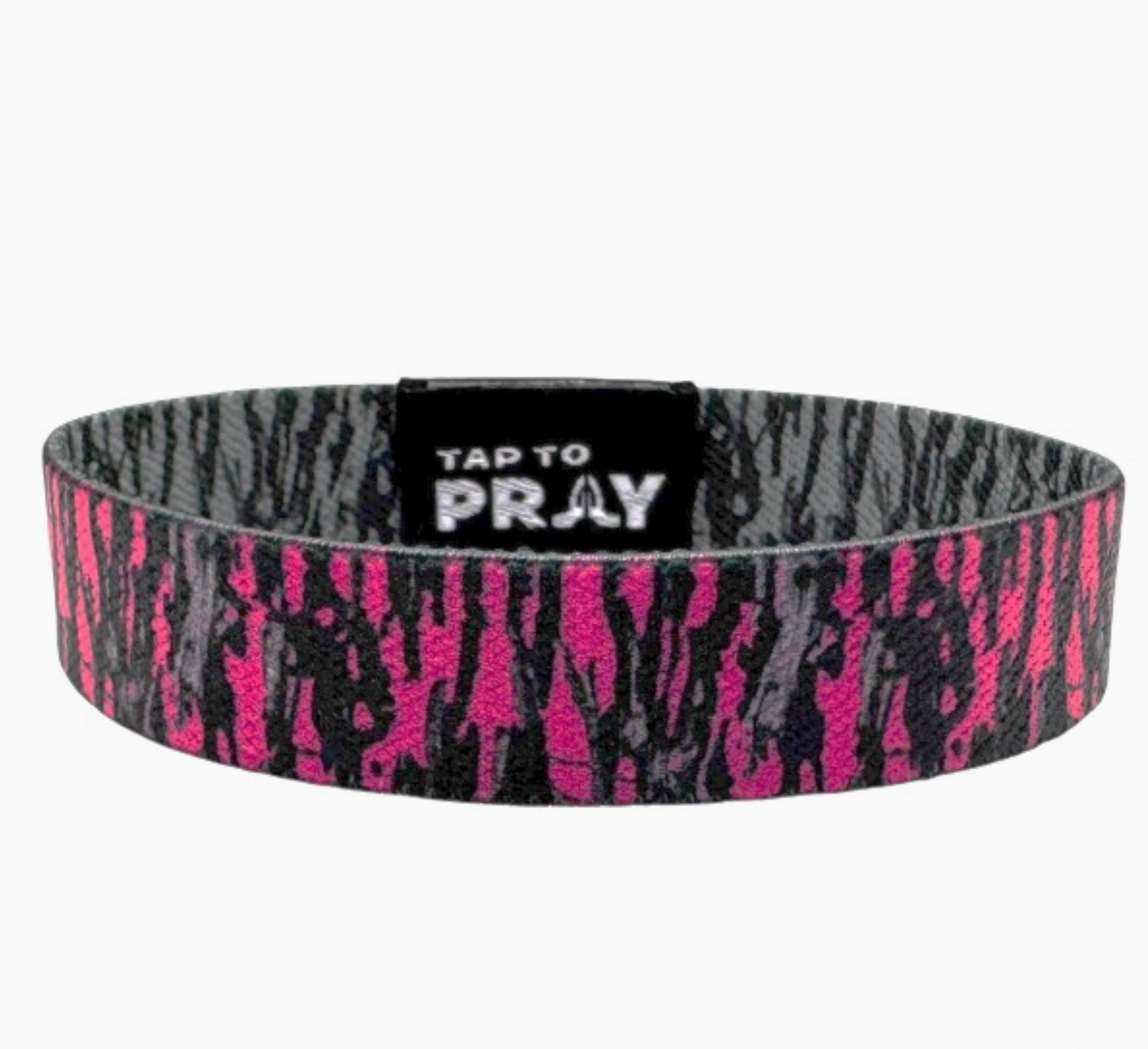 Tap To Pray™ Wristbands - Tree Bark Camo Pink & Grey