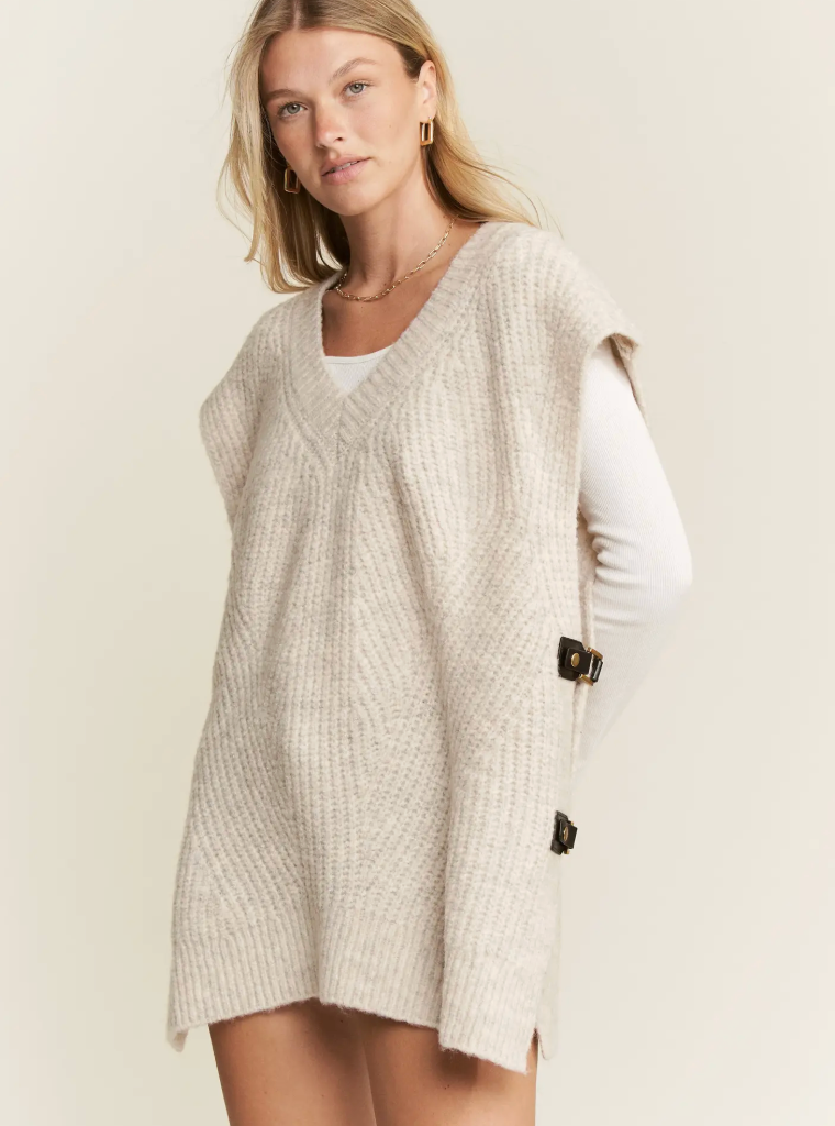 Buckled Oversized Sweater Vest
