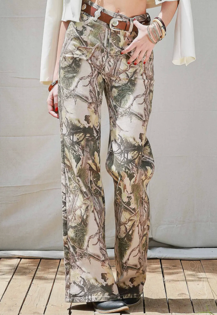 High Rise Camo Wide Leg Jeans