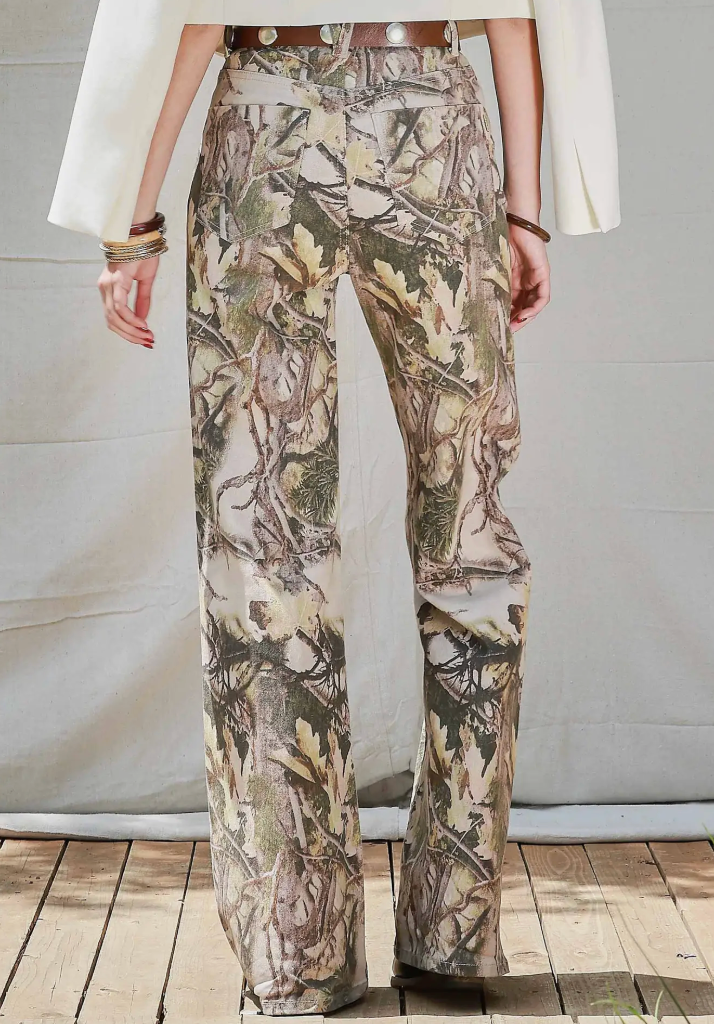 High Rise Camo Wide Leg Jeans