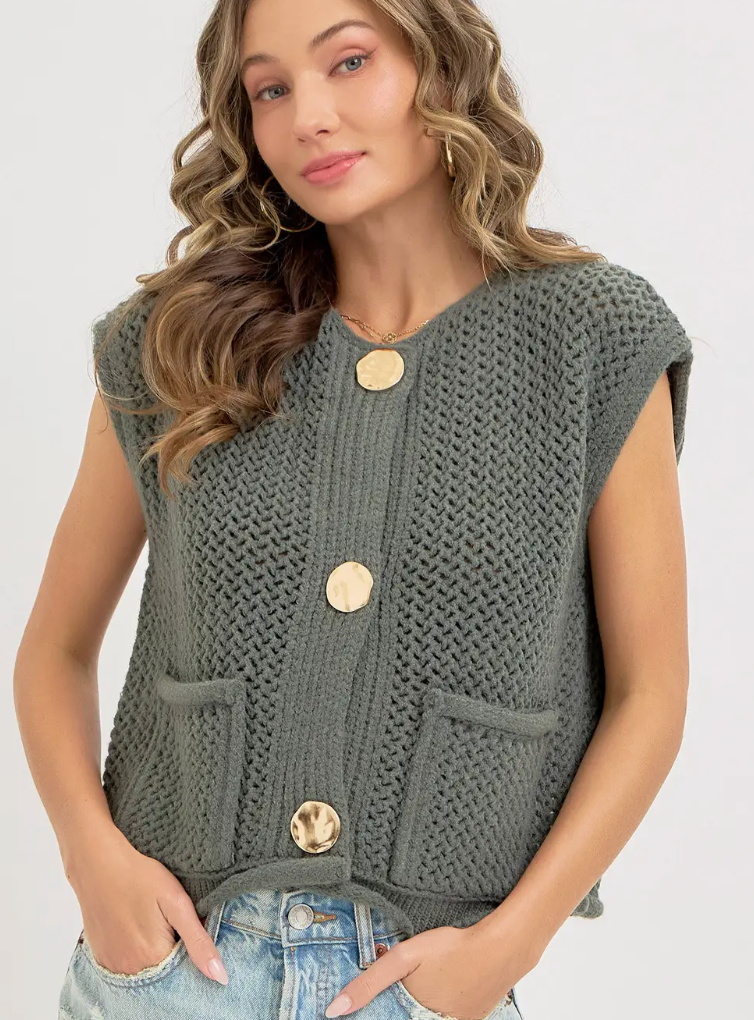 Button Up Knit Vest