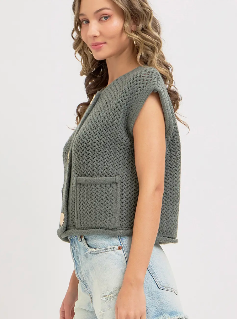 Button Up Knit Vest