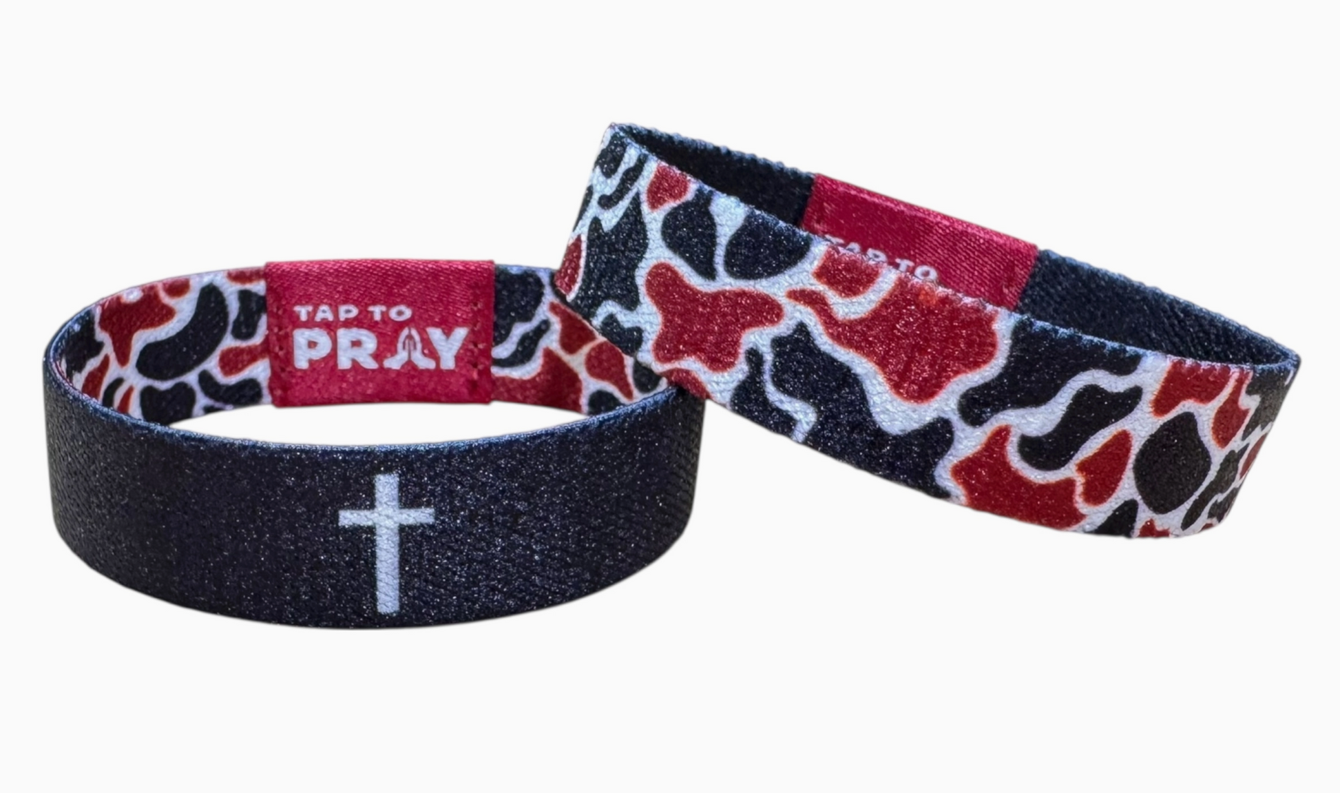 Tap To Pray™ Wristbands - Maroon and Black Camo