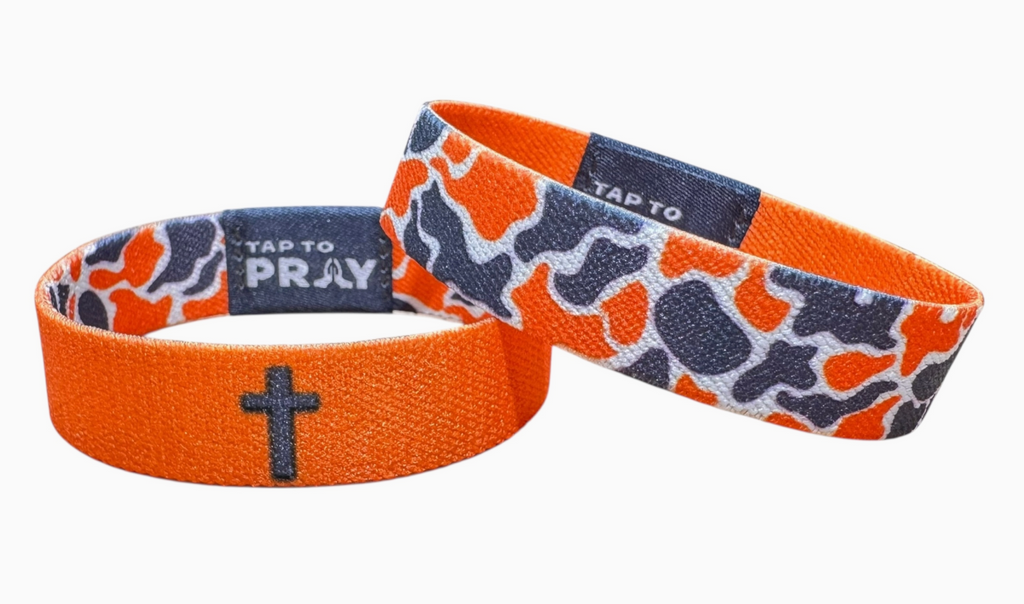 Tap To Pray™ Wristbands - Orange and Grey Camo