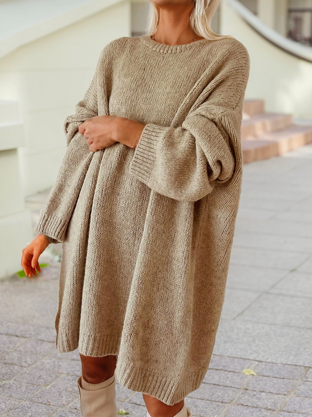 Cabin Comfort Knit Dress - Khaki