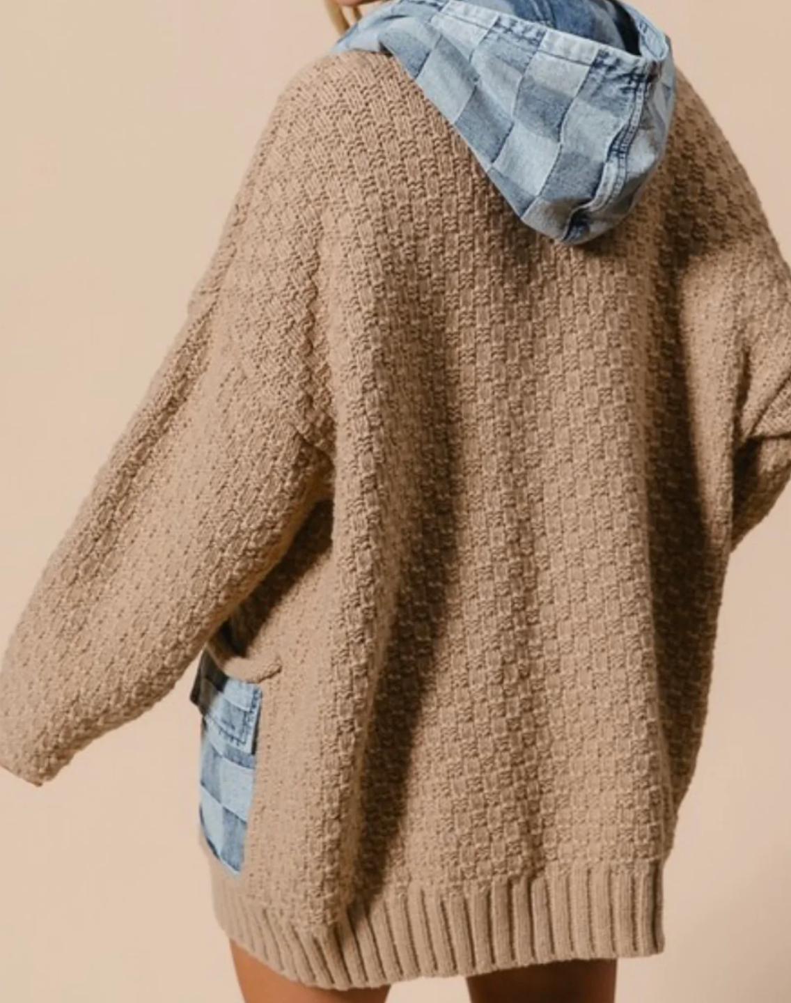 Urban Check Denim Zip Cardigan