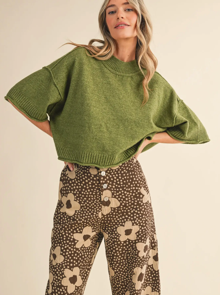 Knit Mock Neck Short Sleeve