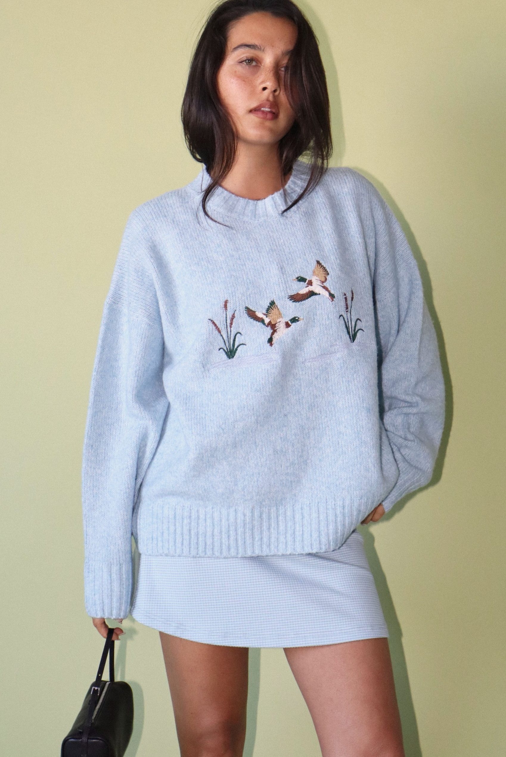 Embroidered Duck Knit Sweater