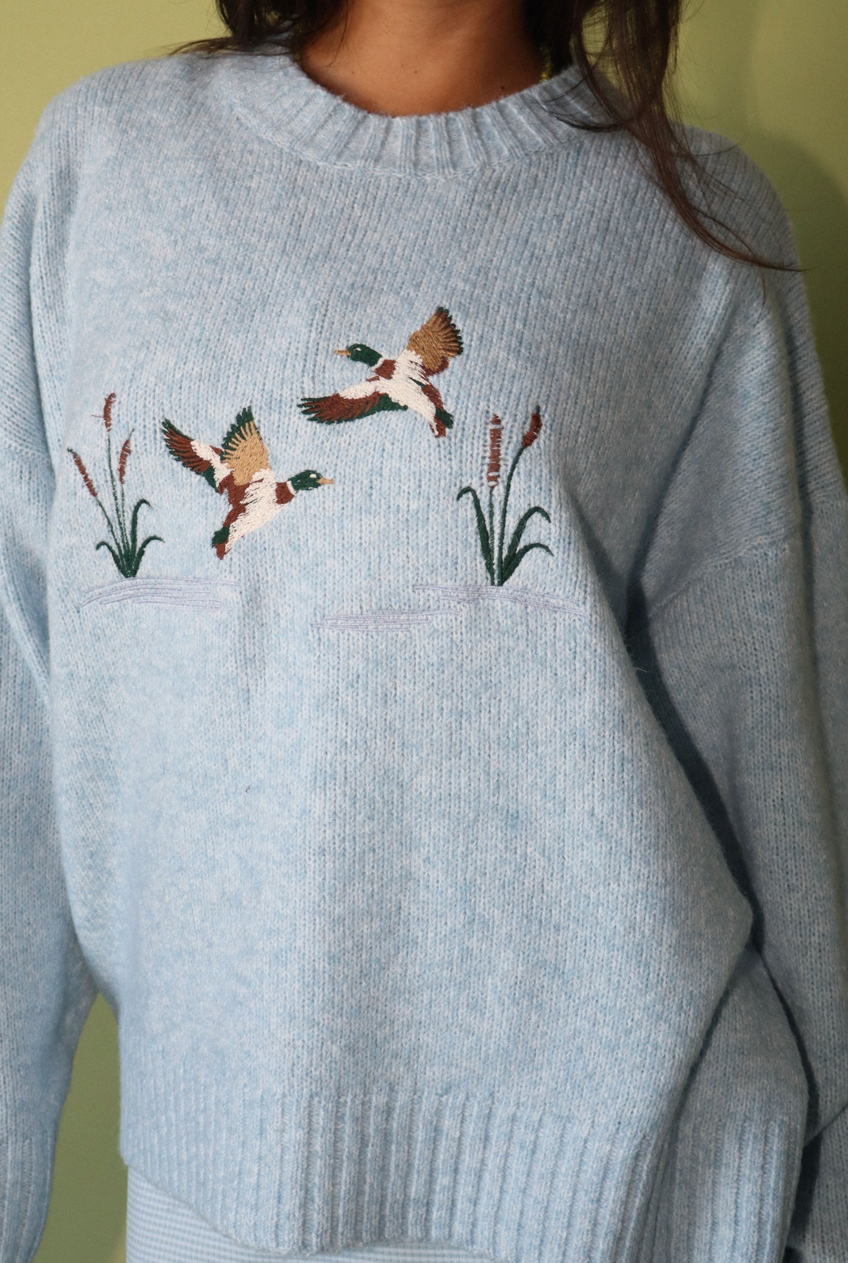 Embroidered Duck Knit Sweater