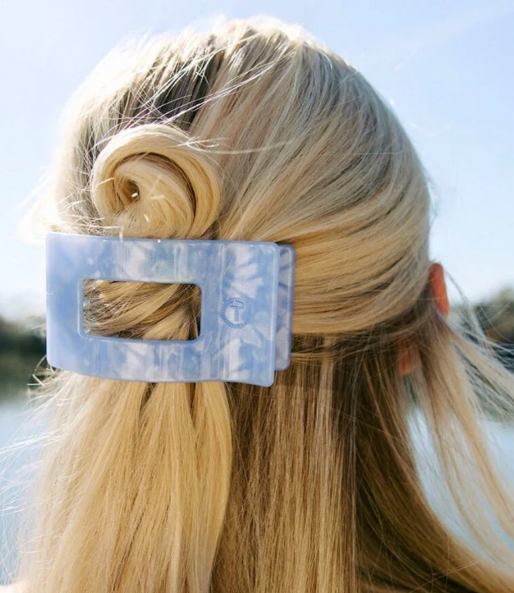 Flat Rectangle Hair Clip - Blue Lagoon