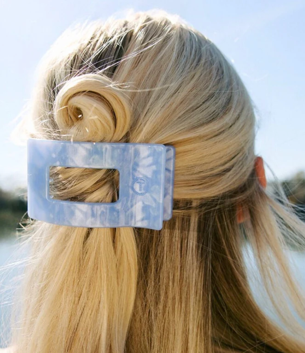 Flat Rectangle Hair Clip - Blue Lagoon