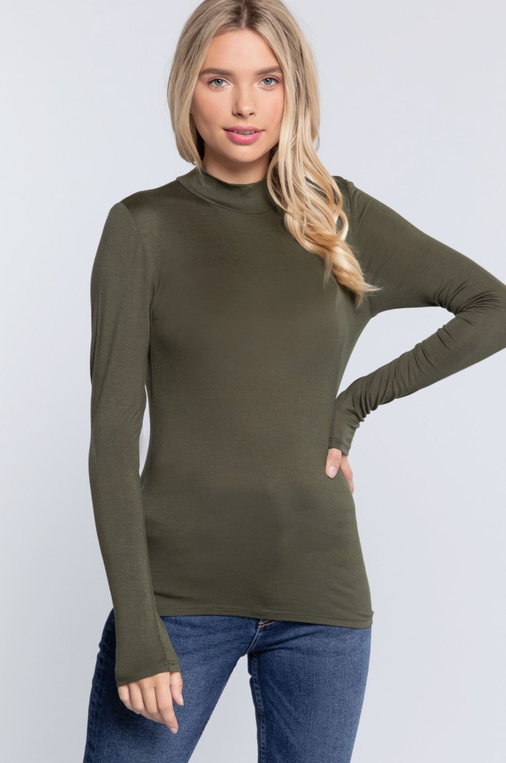 Mock Neck Fitted Long Sleeve