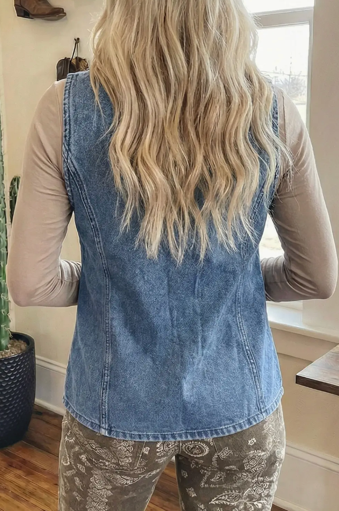 Western Button Denim Vest