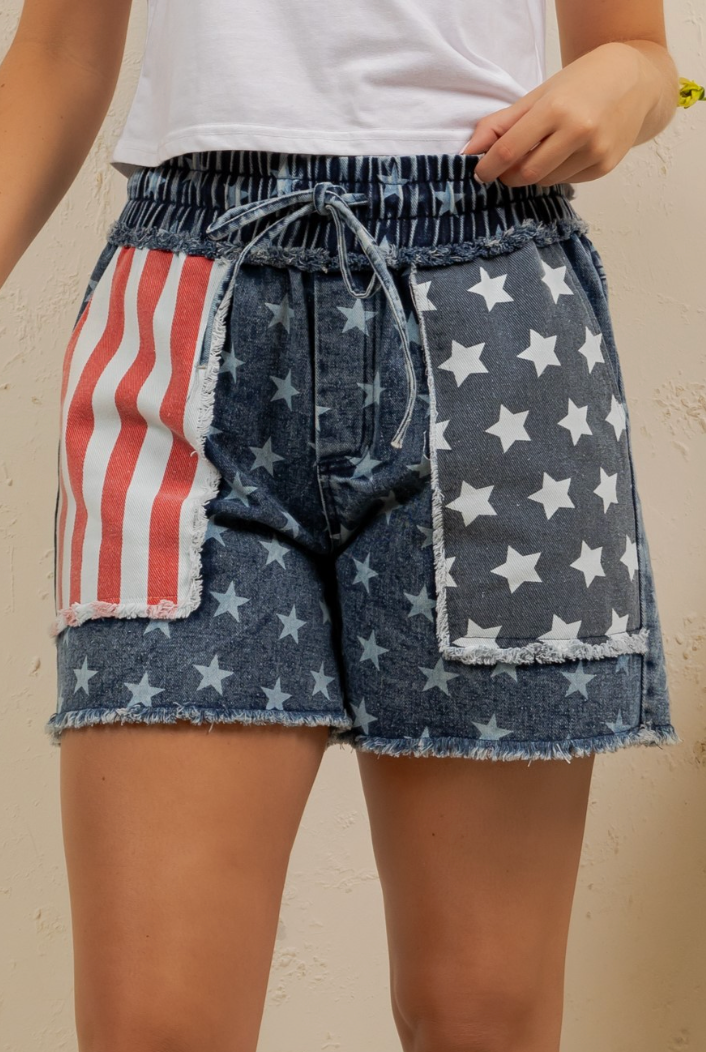 Freedom Patch Denim Shorts