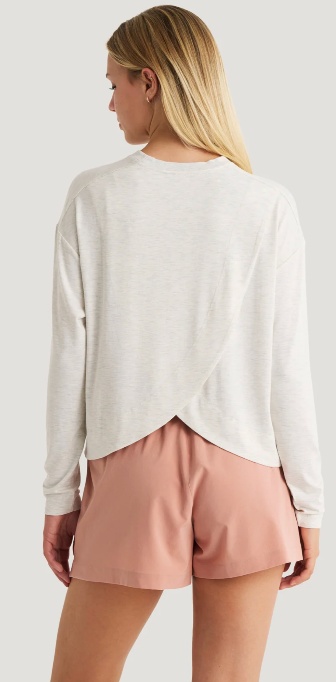 Women's Bamboo Shade Crossover Long Sleeve-Off White Heather