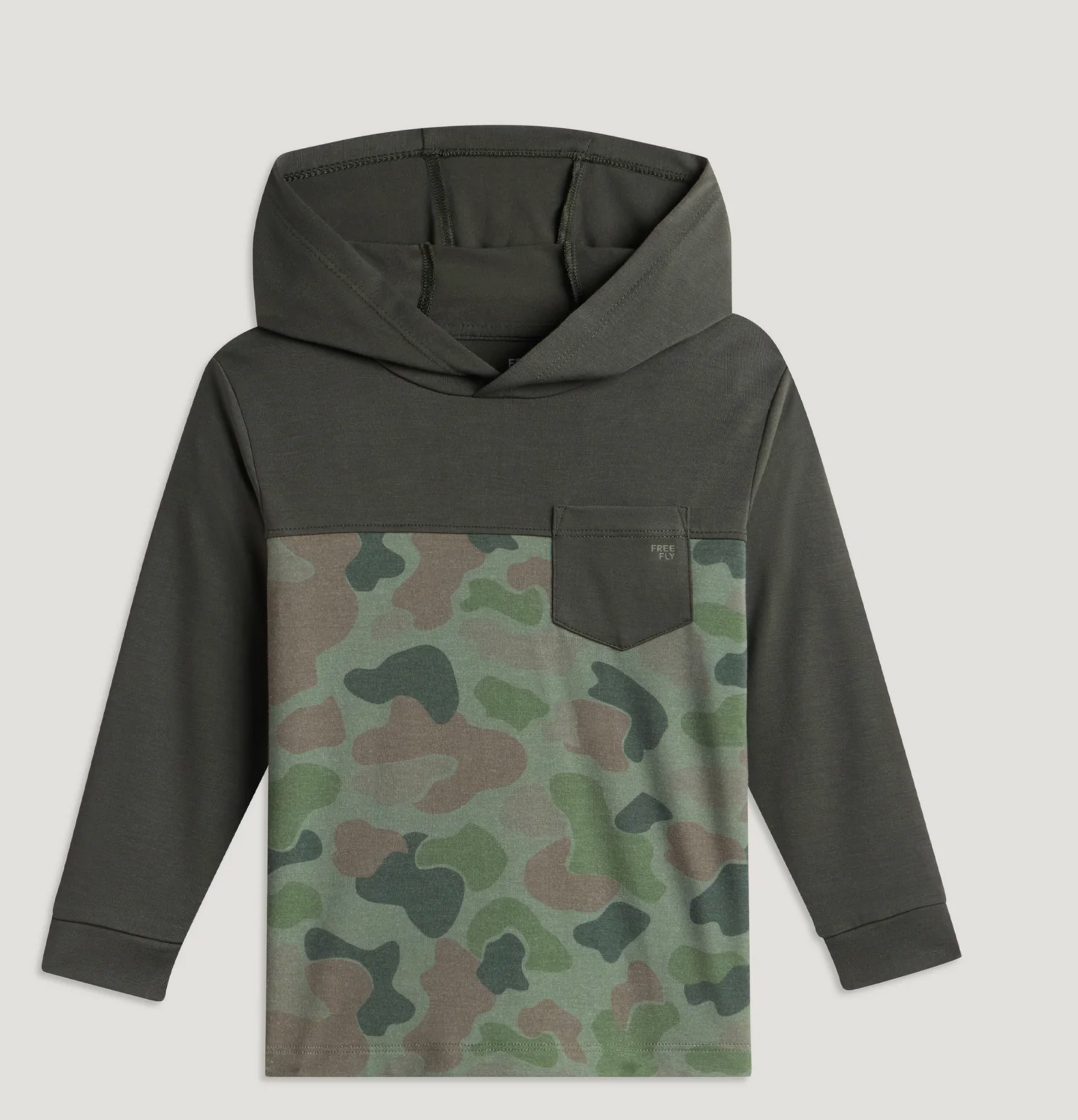 Toddler Colorblock Bamboo Shade Hoodie Dark Forest/ Vintage Camo Oil Green