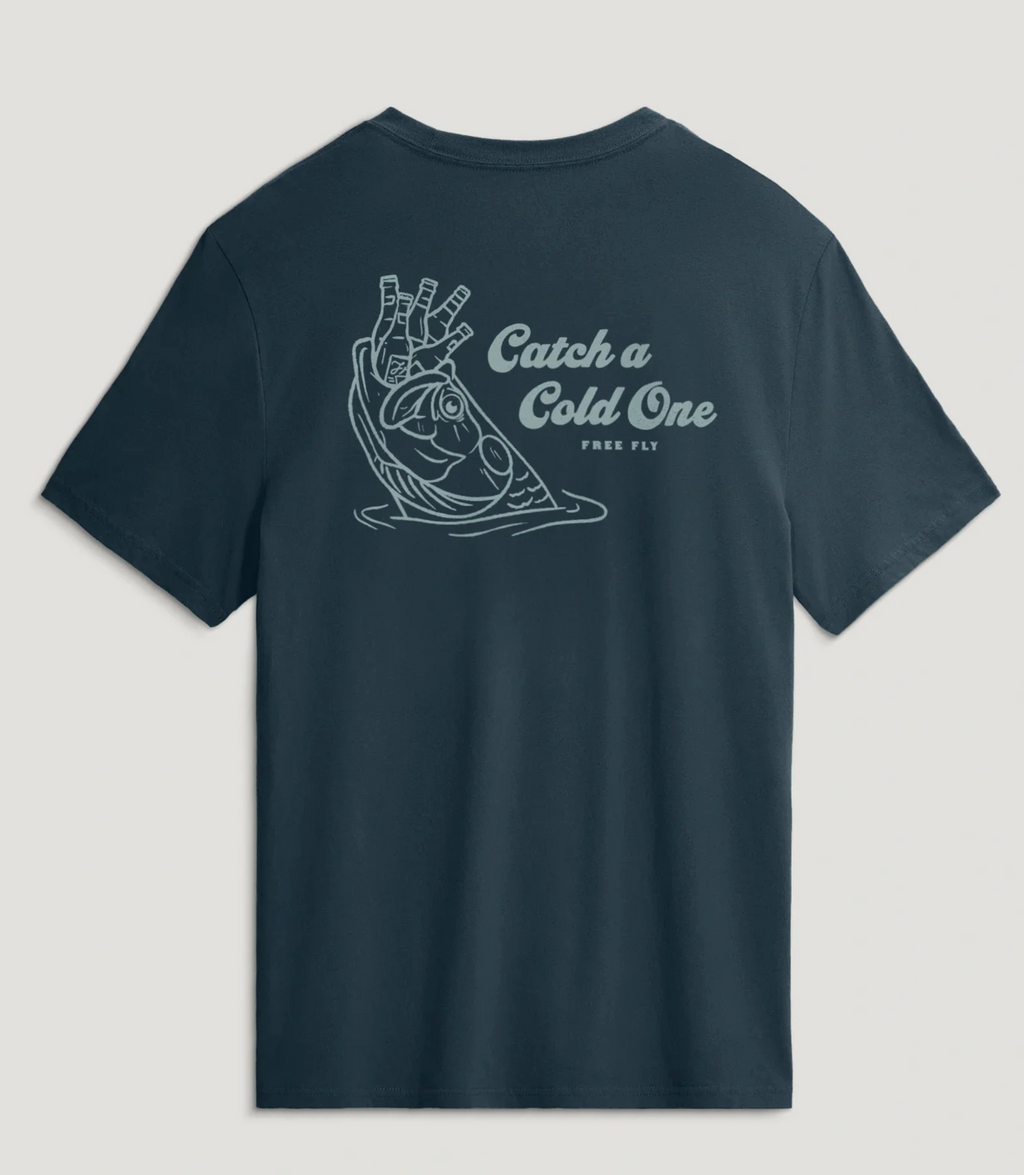 Free Fly Cold Ones Pocket Tee- True Navy
