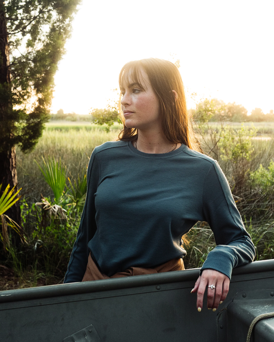 Women's Surfside Waffle Shirt - Mallard Green