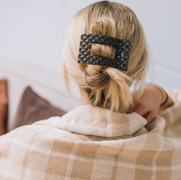 Flat Rectangle Hair Clip | Truly Taupe Quilted