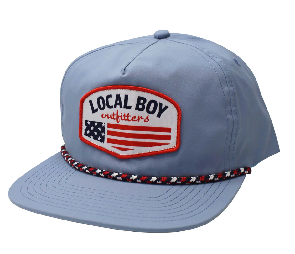 Flag Badge Rope Hat - Stone Blue