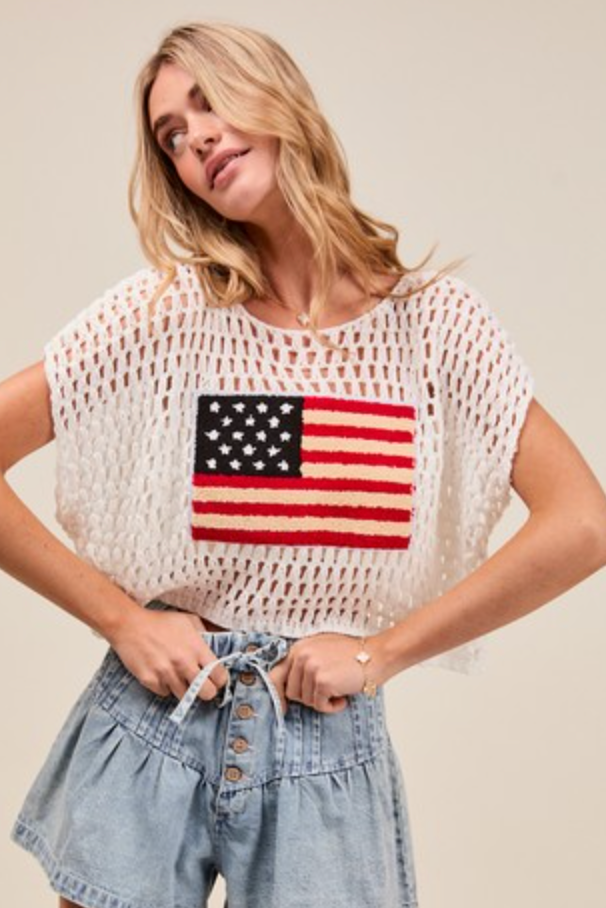 American Flag Crochet Top
