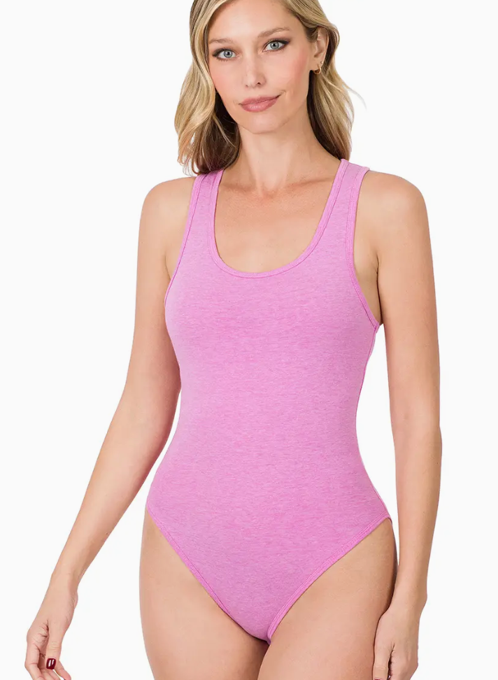 Pink Heather Racerback Bodysuit