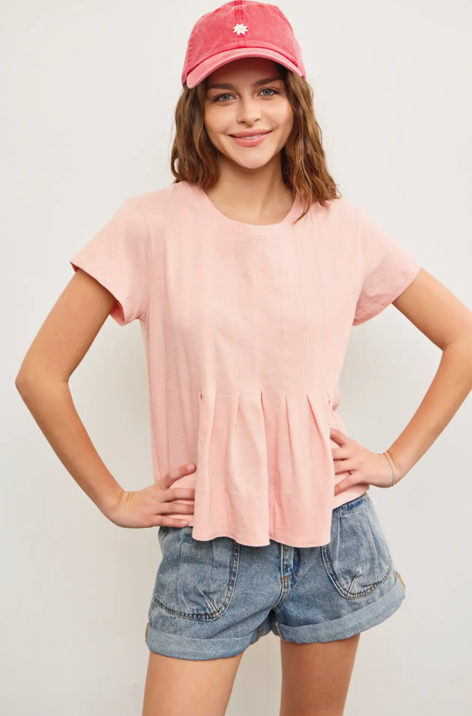 Peach Pleated Top