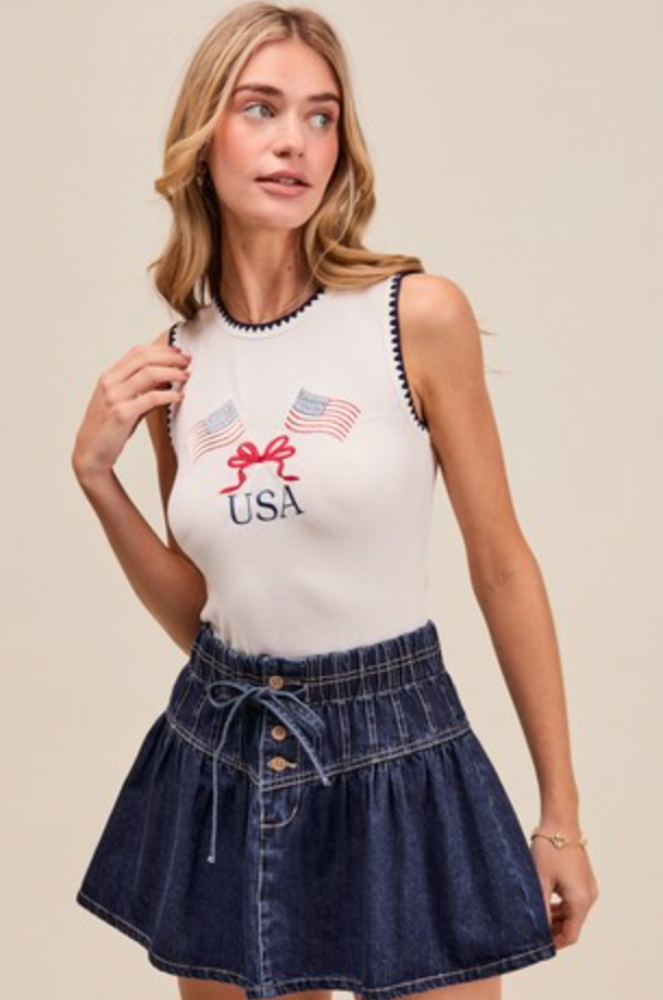 American Flag Embroidered Tank